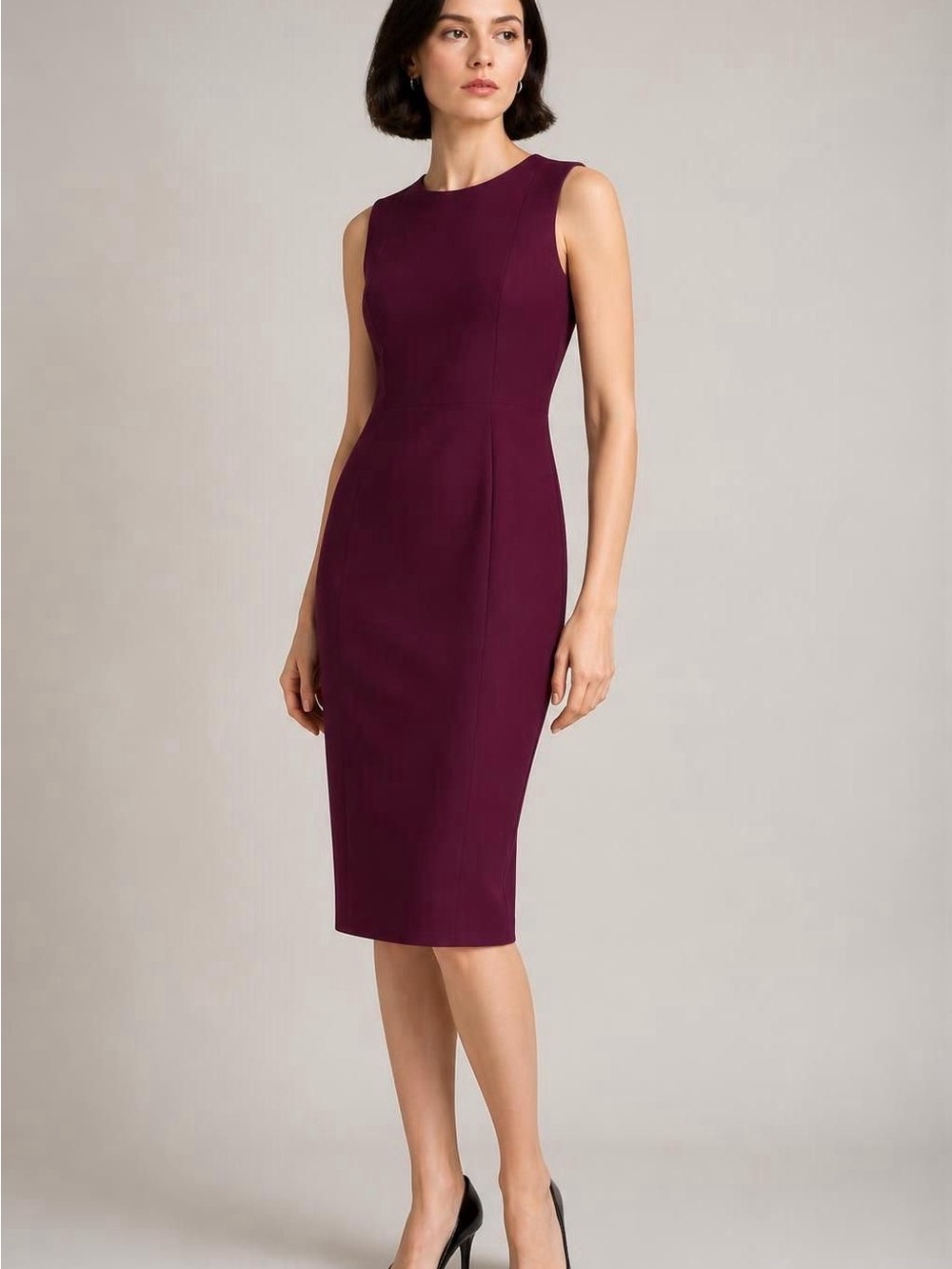 Calvin Klein Sleeveless Plum Sheath Dress - Elegant Office Dress